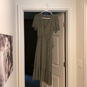 Zara green polka dot midi dress with slit